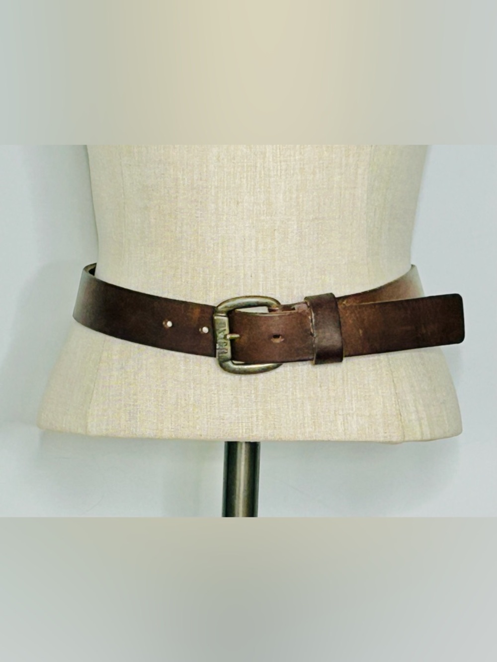 Y2K American Eagle Brown Belt Genuine Italian Leather, Brass Buckle, size Large